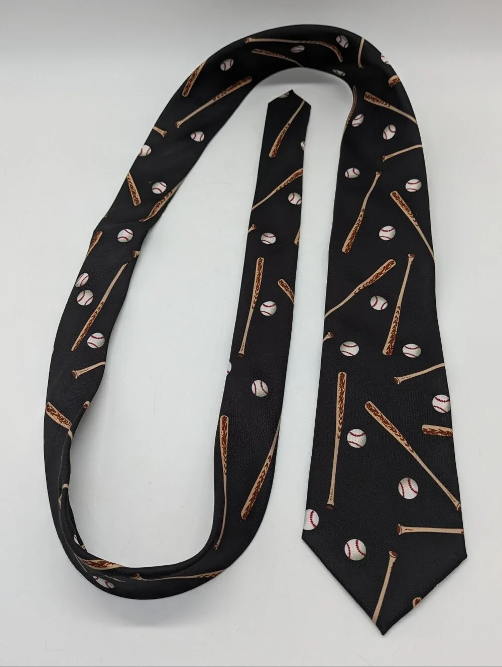 Vintage Parquet Black Brown Mens Baseball Novelty Tie